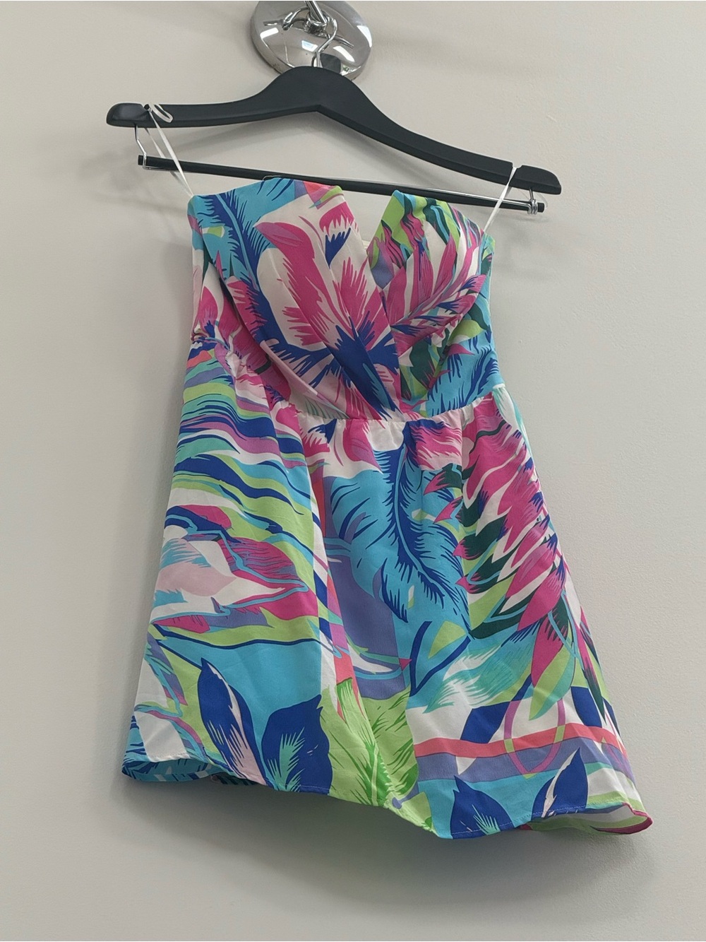 Yumi Kim Strapless Tropical Print Dress in Blue, Pink, Green
